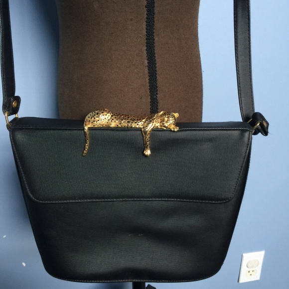 Vintage Handbags - Vintage Sleeping Leopard Crossbody Bag